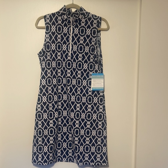 Navy and white pattern dress - Picture 2 of 7